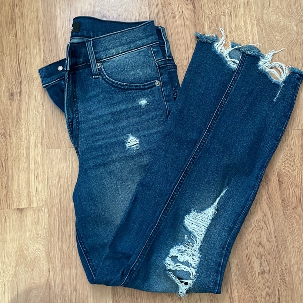 High rise skinny distressed jean